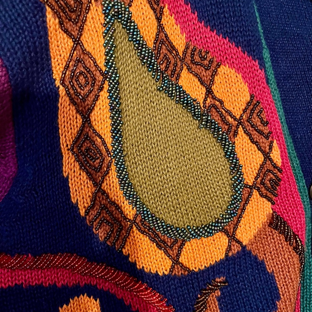 Vintage 90s I.B. Diffusion Colorful Geometric Grandma Core Cardigan Sweater L - Picture 5 of 12